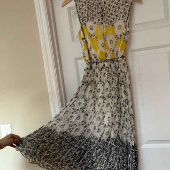 Rene Derhy size small floral midi dress grey yellow cream - Picture 9 of 12